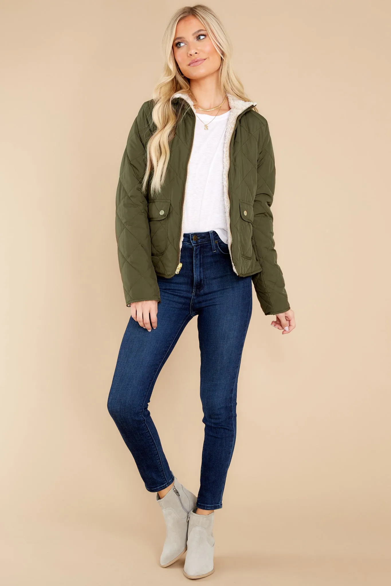 Irresistible Feeling Olive Reversible Jacket