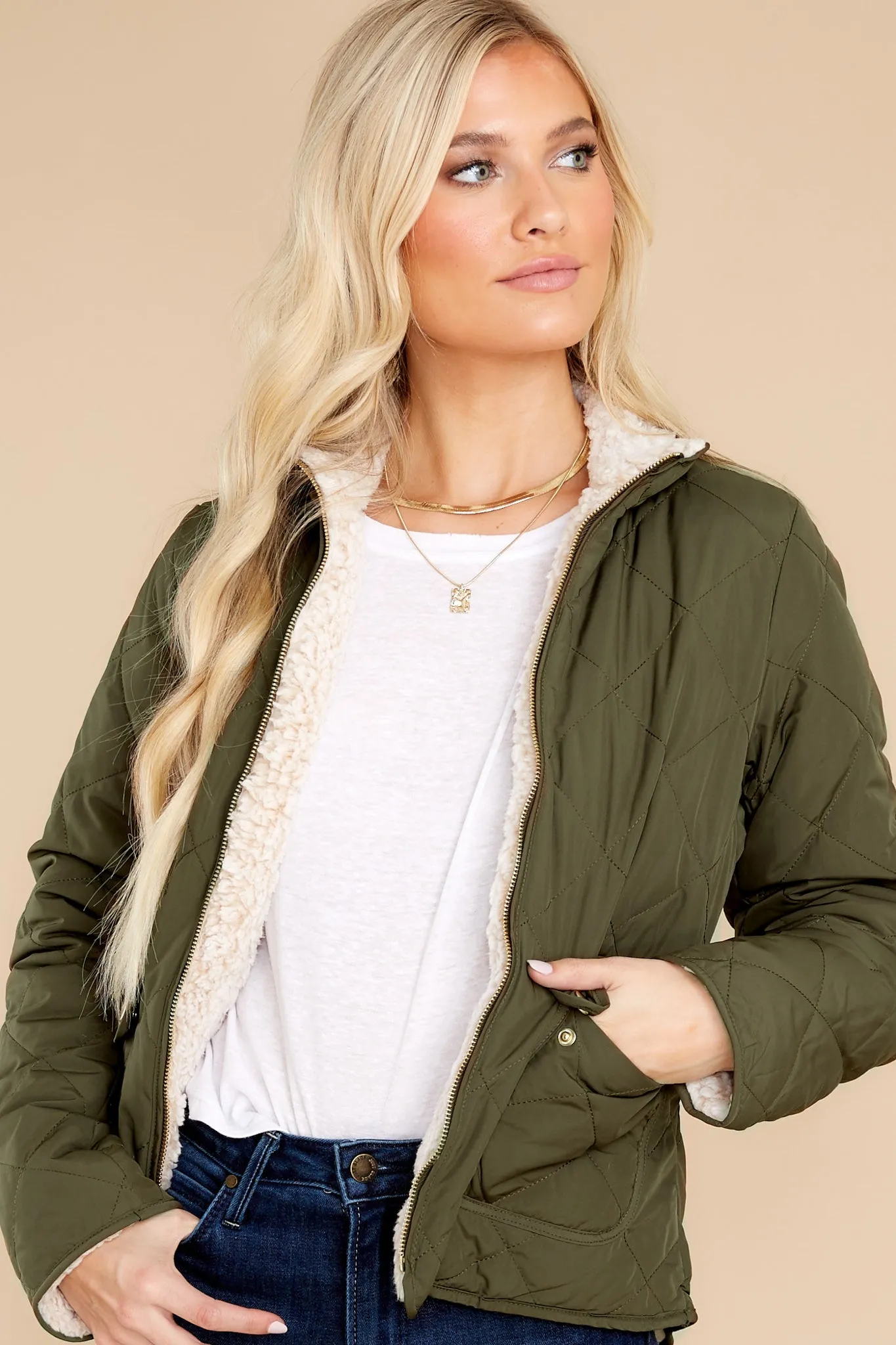 Irresistible Feeling Olive Reversible Jacket