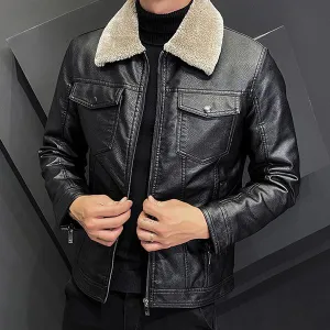 Italian Leather Men zipper Jacket