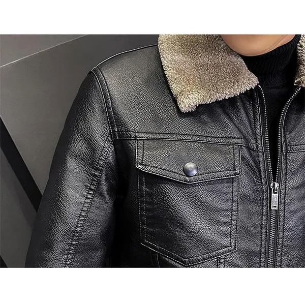 Italian Leather Men zipper Jacket