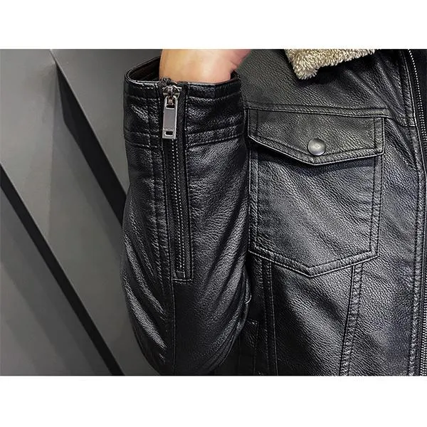 Italian Leather Men zipper Jacket