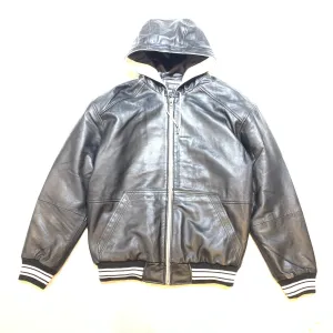 Jakewood Black Lambskin Hooded Bomber Jacket