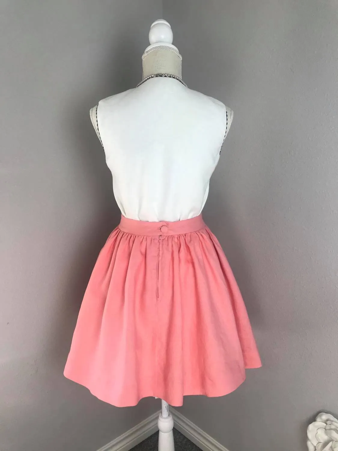 Julie skirt in Pink matching white top Linen