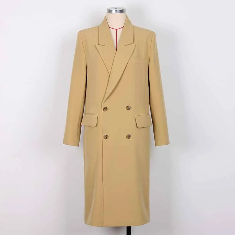 Khaki Oversized  Double Breasted Formal Coat