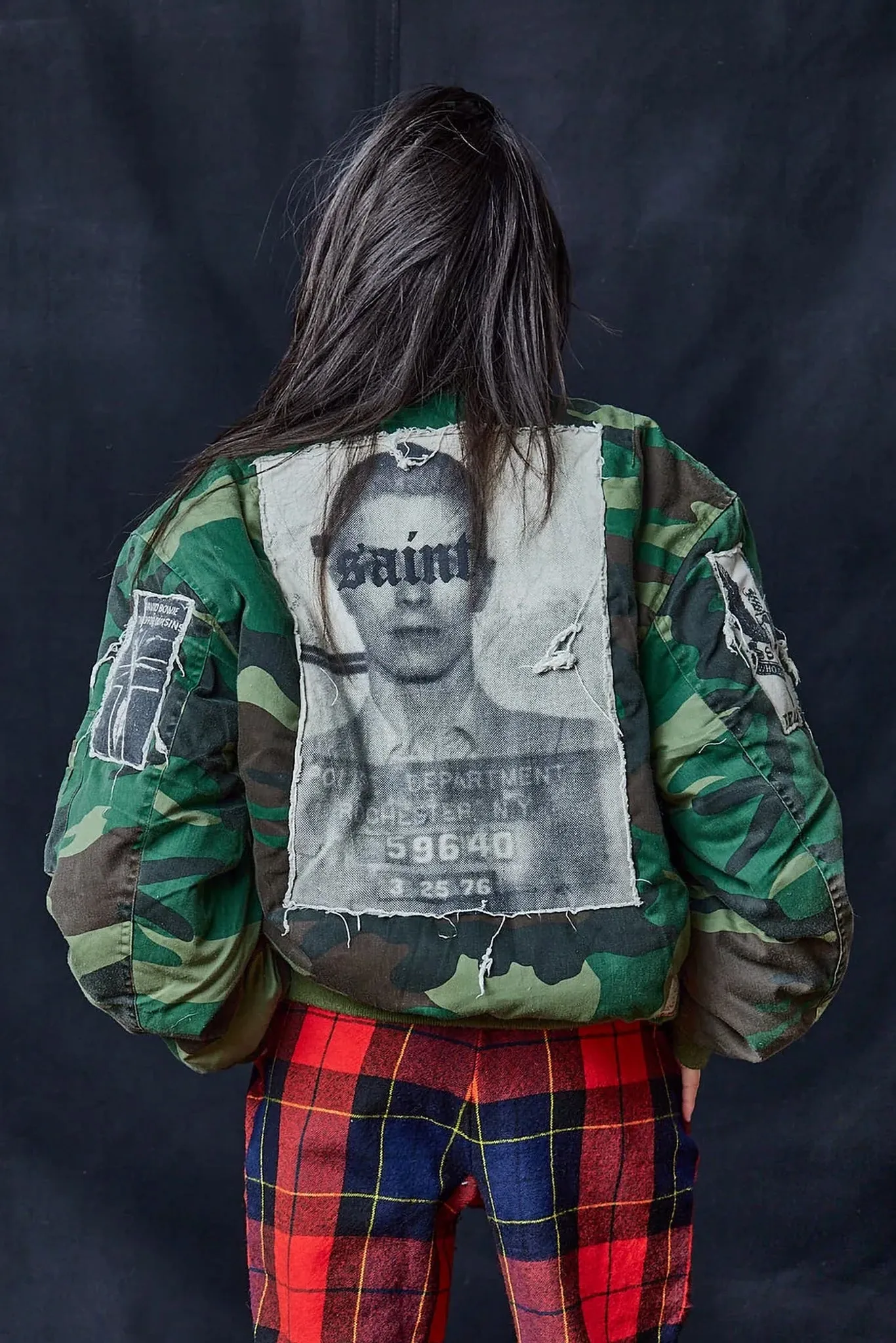 Khaki Patched Camouflage Print Bomber