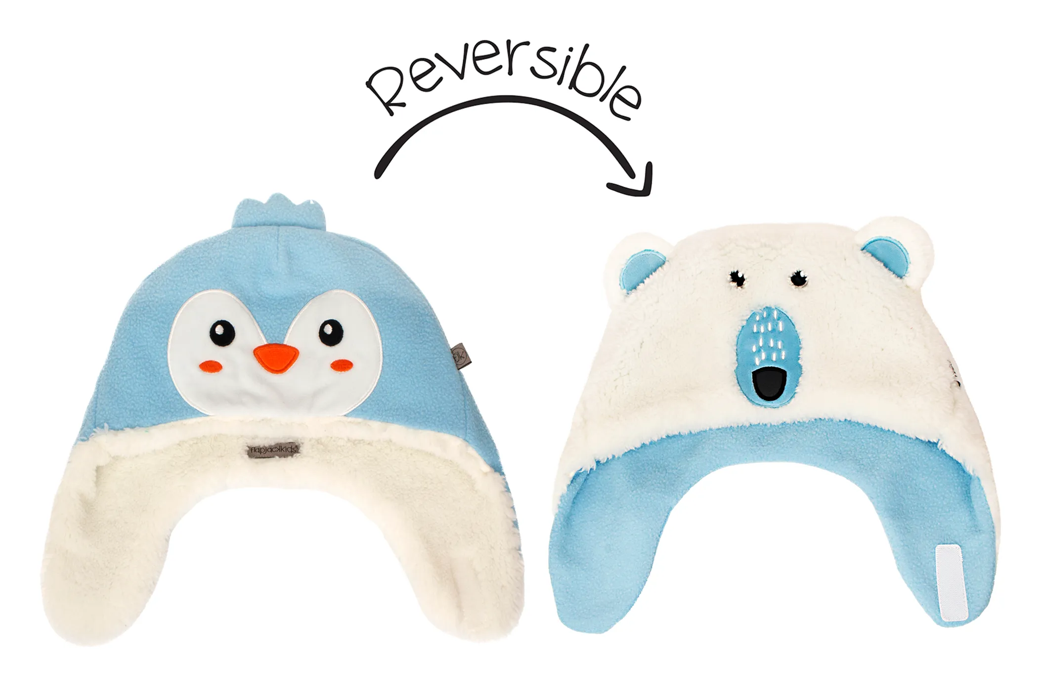 Kids & Baby Reversible Sherpa Hat - Penguin & Polar Bear