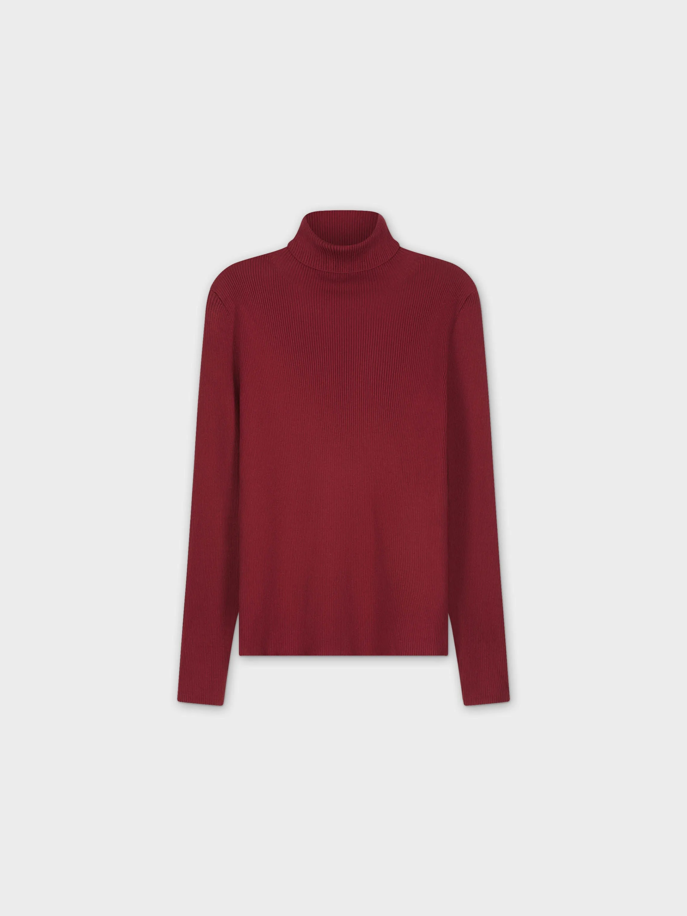 Knit Ribbed Turtleneck-Maroon