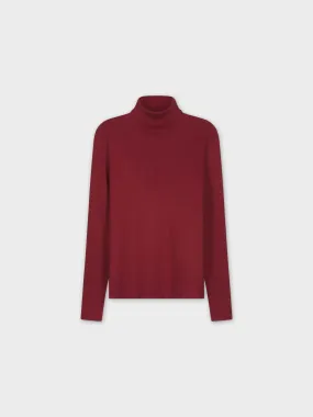 Knit Ribbed Turtleneck-Maroon