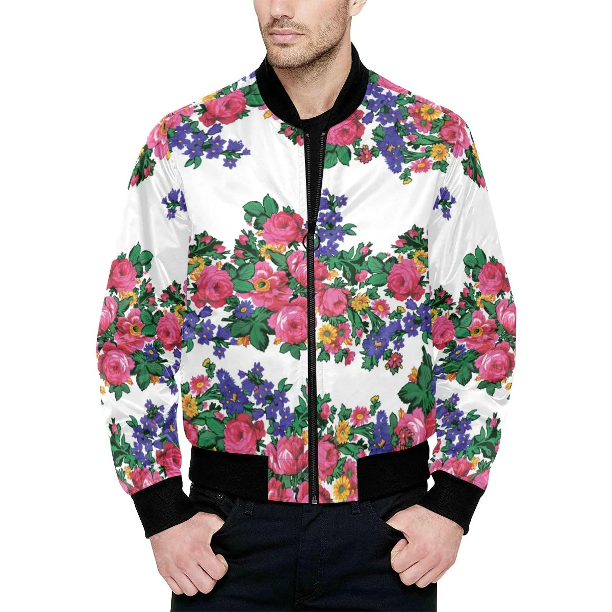 Kokum's Revenge-White Unisex Heavy Bomber Jacket with Quilted Lining