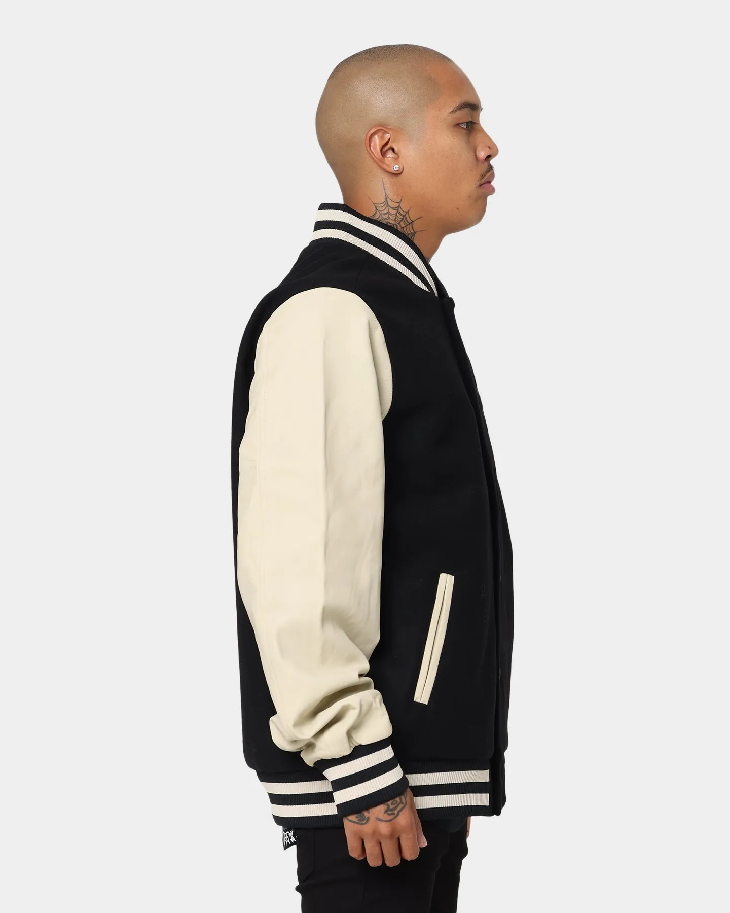 KSUBI King Patch Letterman Jacket Black