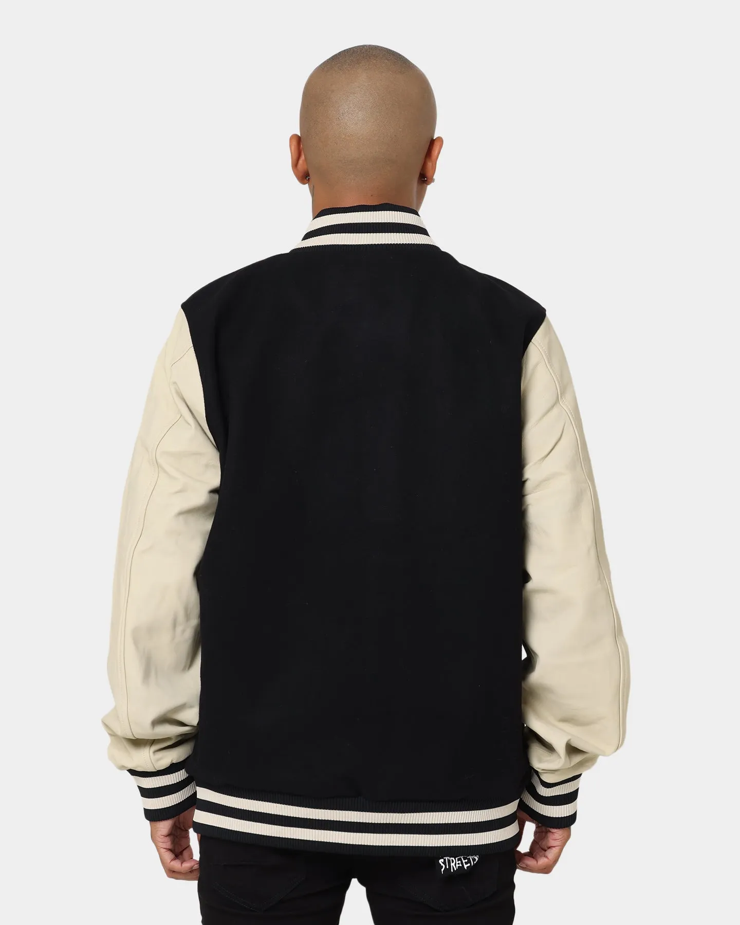 KSUBI King Patch Letterman Jacket Black