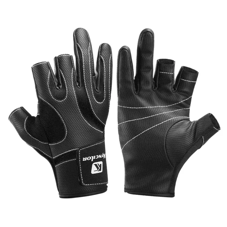 Kyncilor A0062 Outdoor Camping Three-finger Gloves Antiskid Sports Fishing Gloves, Size: XL(Black)