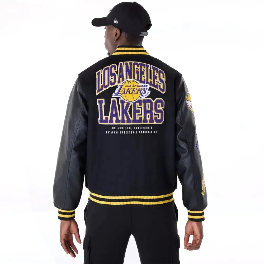 La Lakers Nba Patch Black Varsity Jacket