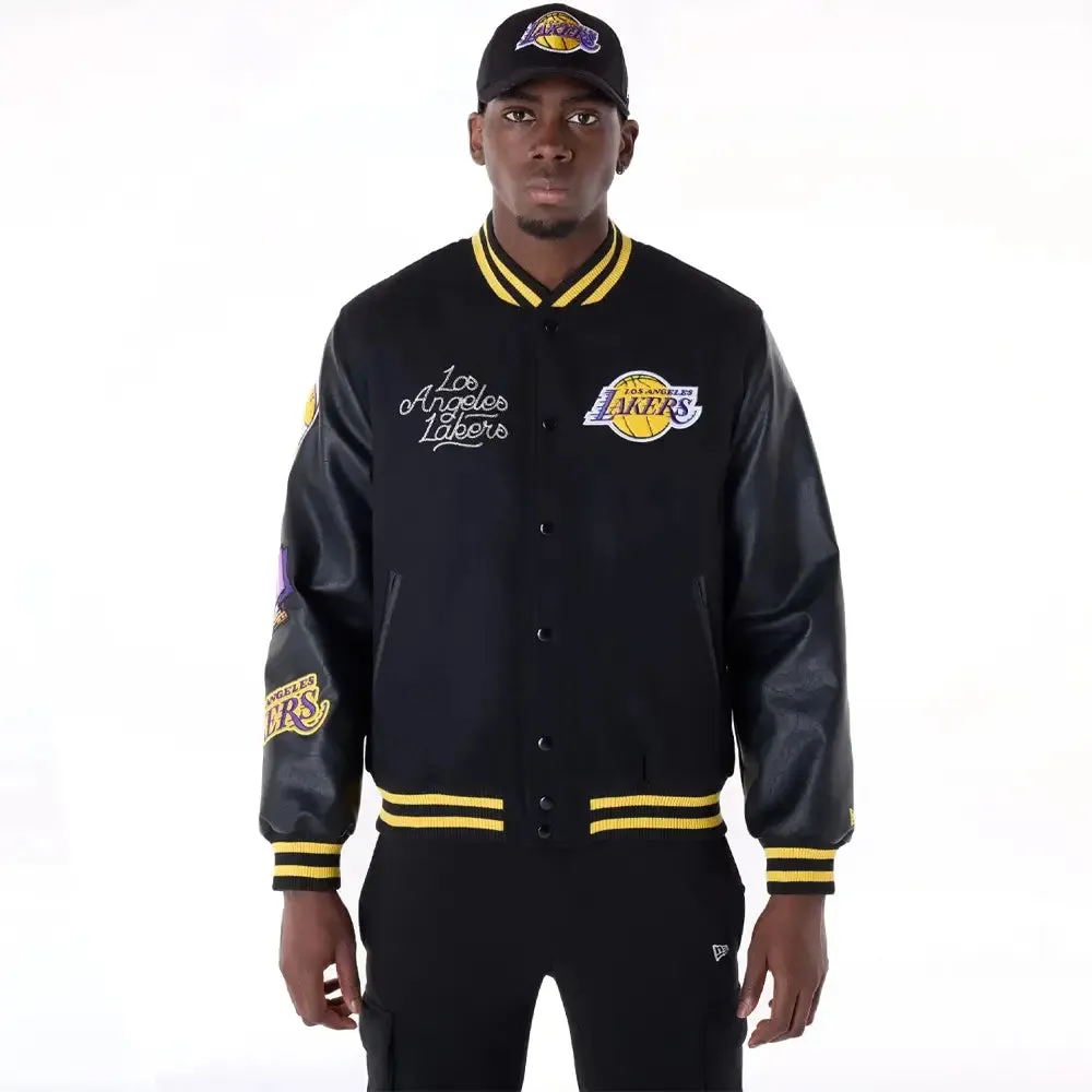 La Lakers Nba Patch Black Varsity Jacket