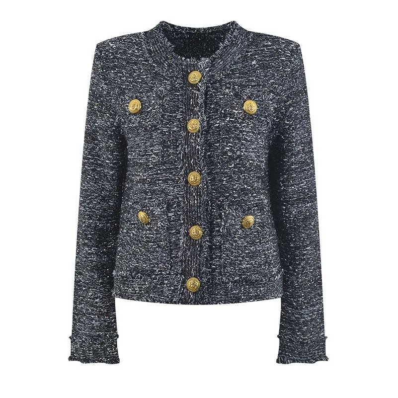 Ladies Tweed Short Jacket Casual Coat