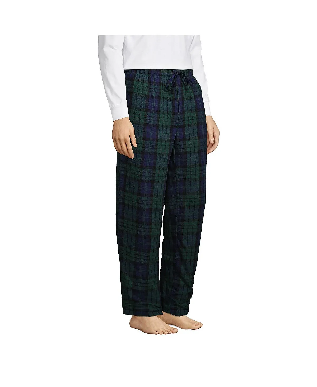 Lands' End Men's Fleece Lined High Pile Flannel Pajama Pants