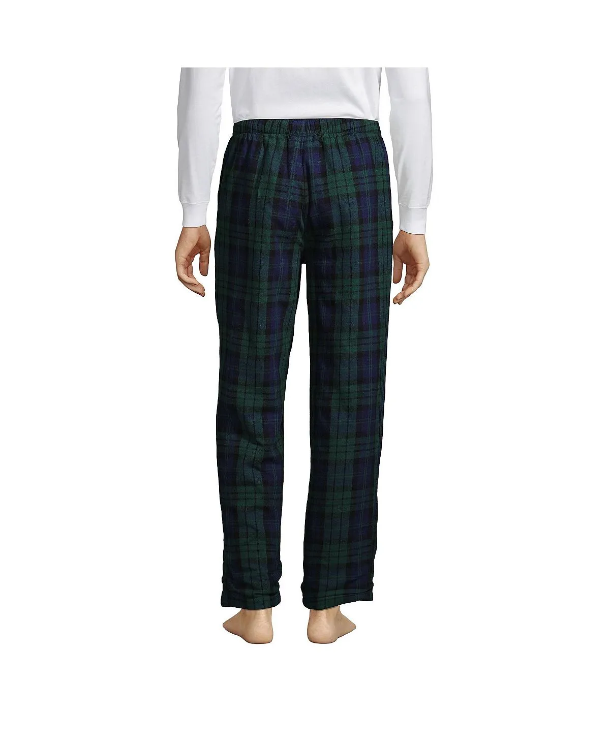 Lands' End Men's Fleece Lined High Pile Flannel Pajama Pants