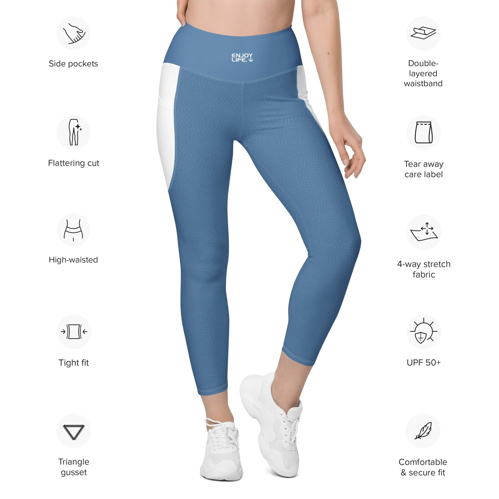 Life League Gear - Women's Leggings with Pockets - Blue Coral