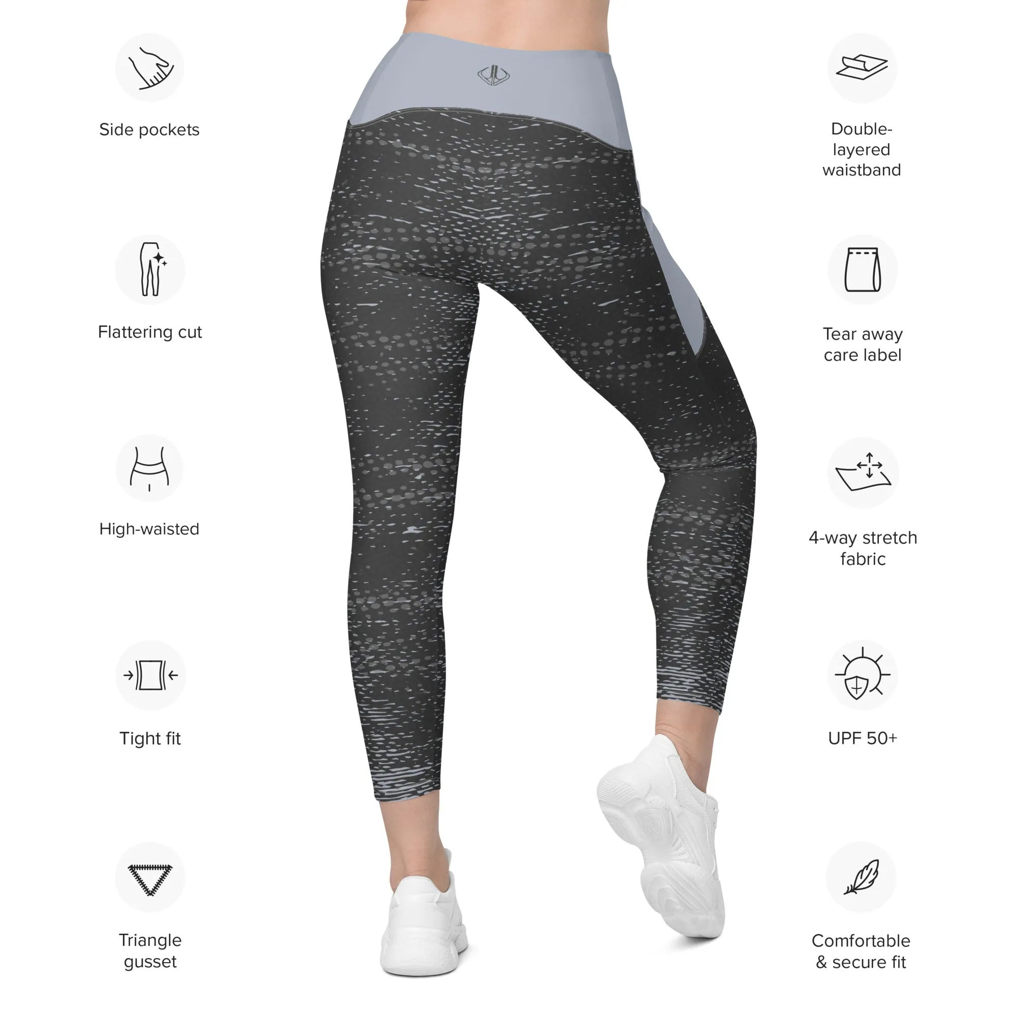 Life League Gear - Women's Leggings with Pockets - "ADAPT" STEALTH GREY / COOL GREY