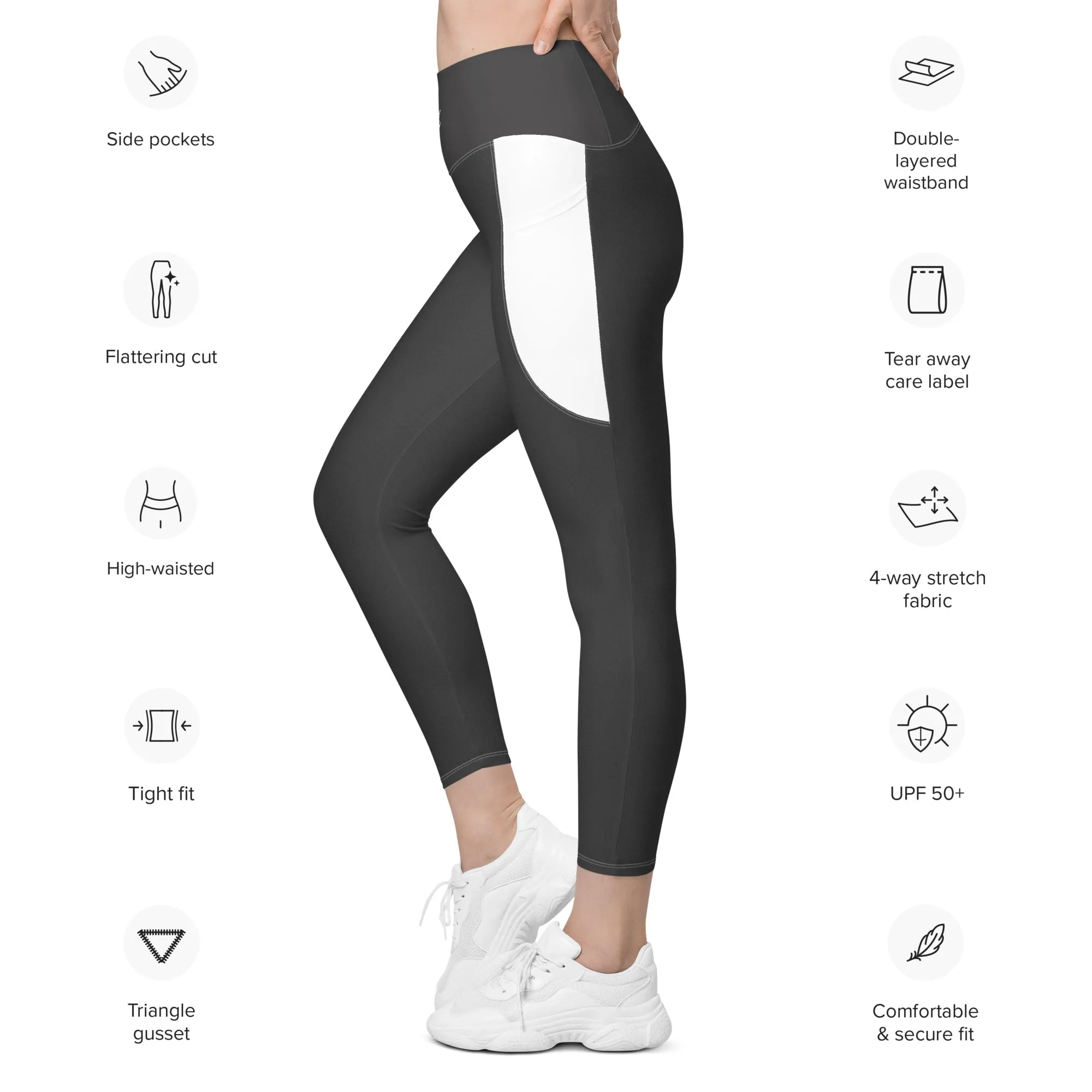 Life League Gear  - Women's Leggings with Pockets - Rock Lobster Grey