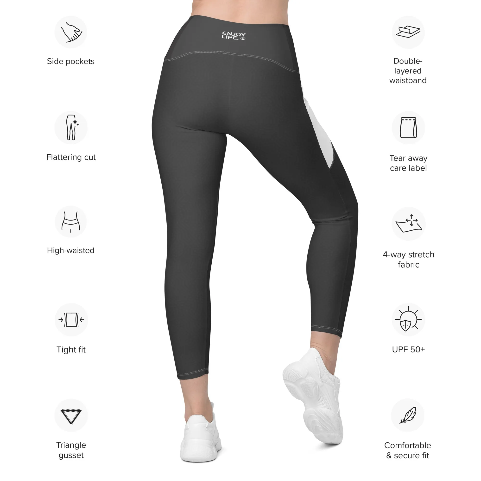 Life League Gear  - Women's Leggings with Pockets - Rock Lobster Grey