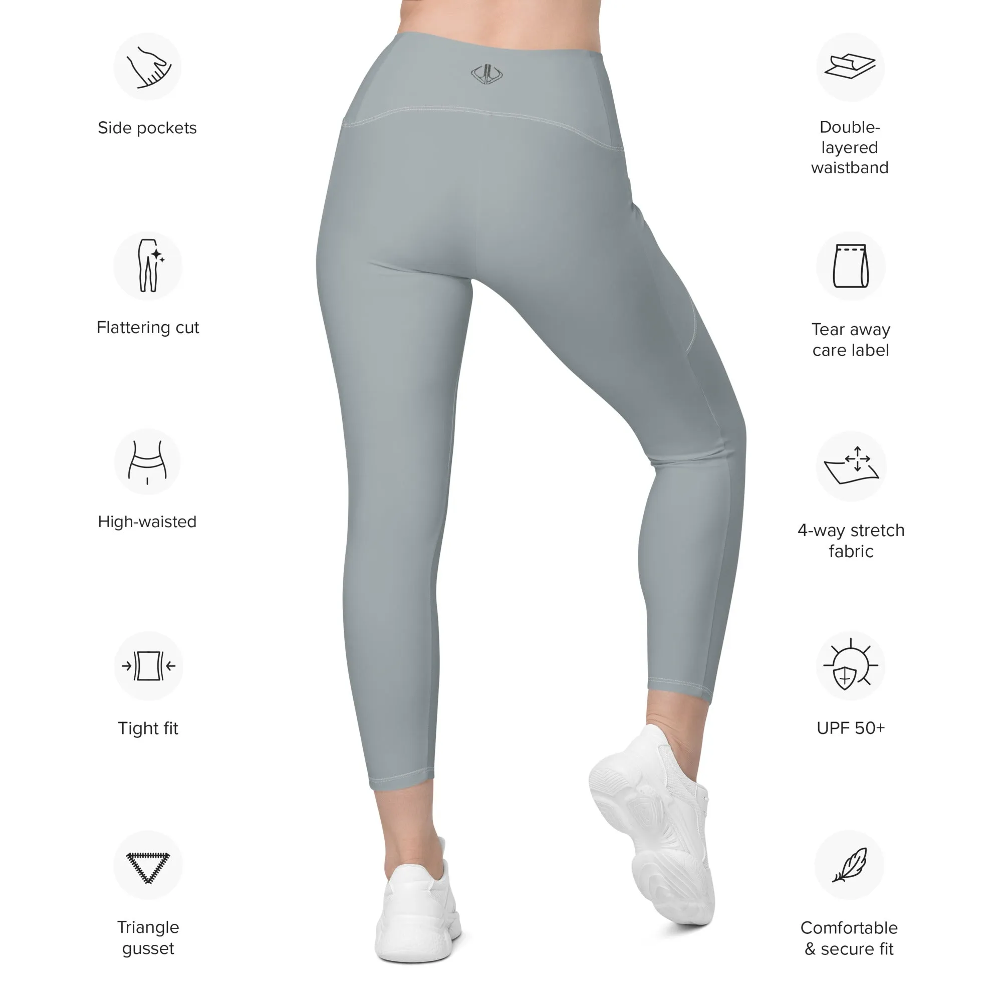 Life League Gear - Women's "ADAPT" Leggings with Pockets -  SOLID MAKO GREY