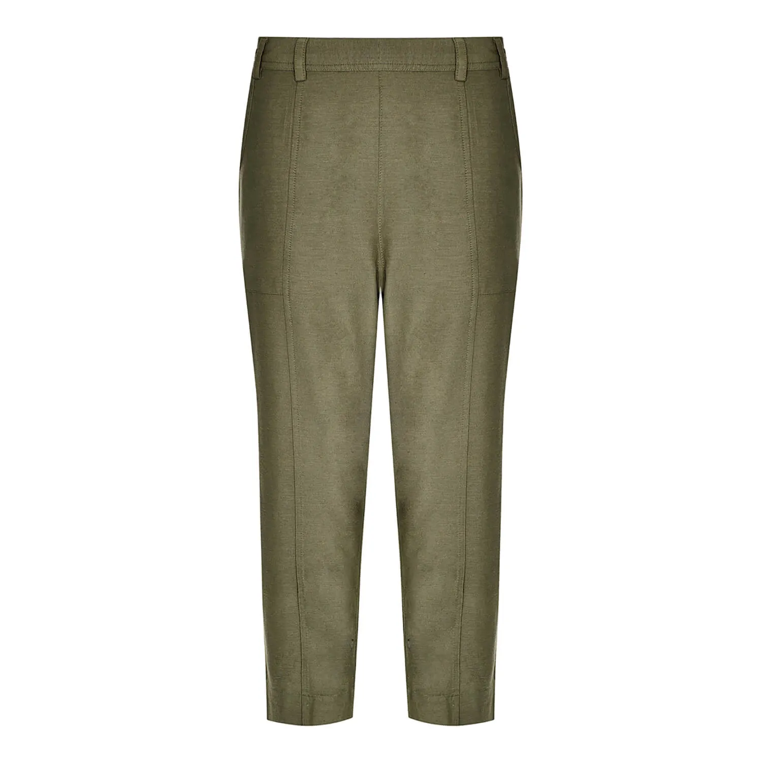 Linen Blend Cropped Trousers - Sage