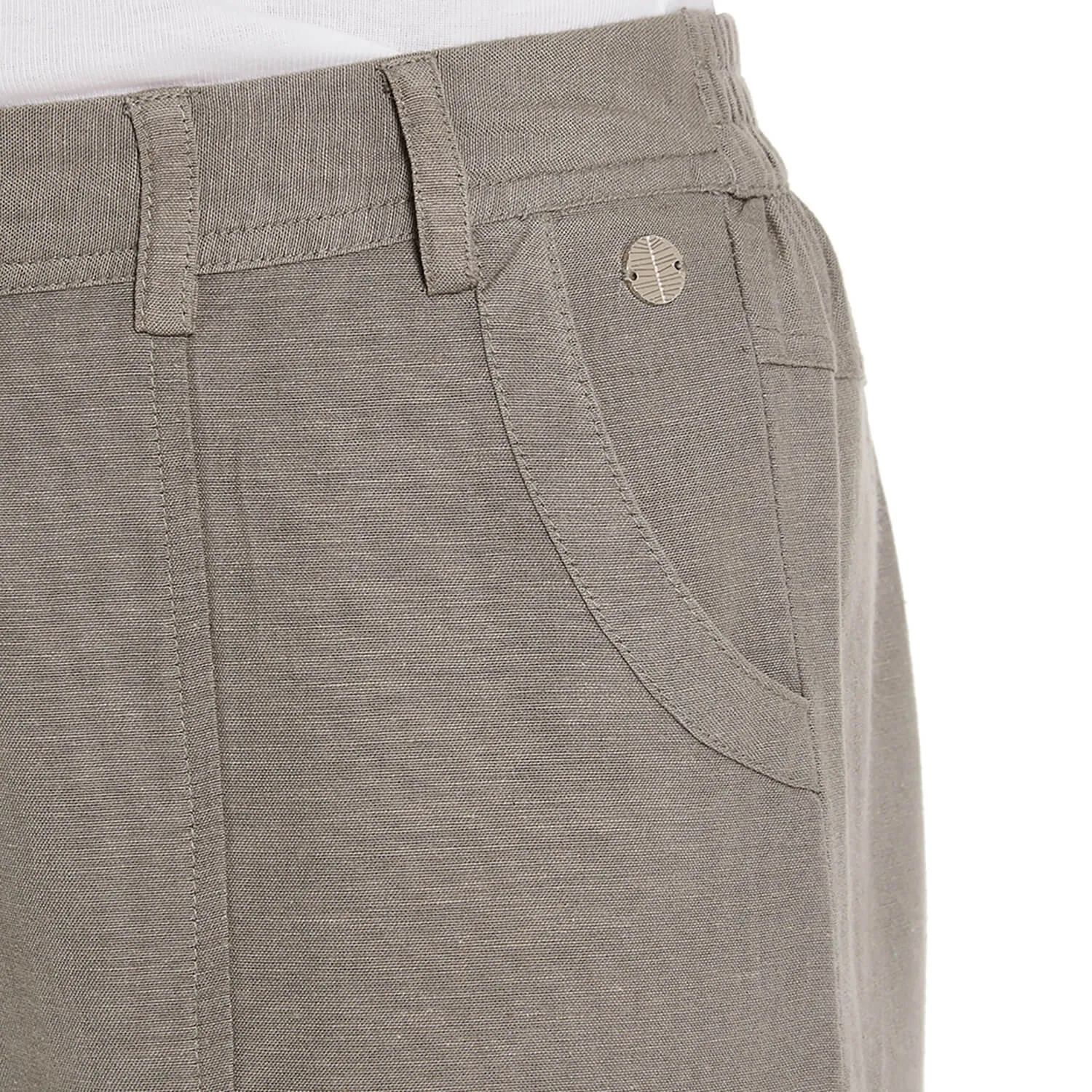 Linen Blend Cropped Trousers - Sage