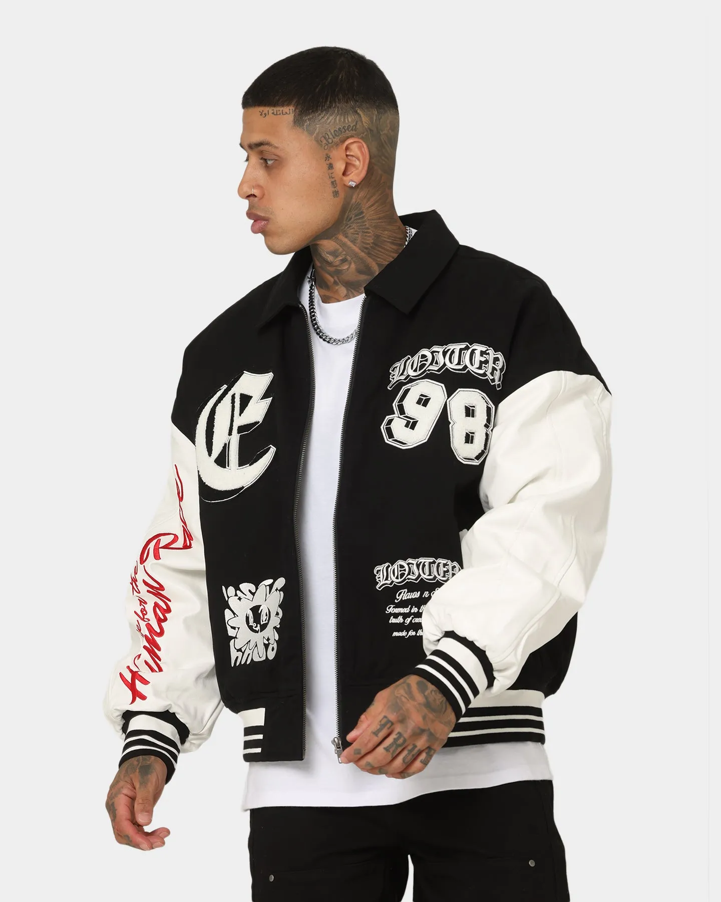 Loiter Ethereal Varsity Jacket Black/White