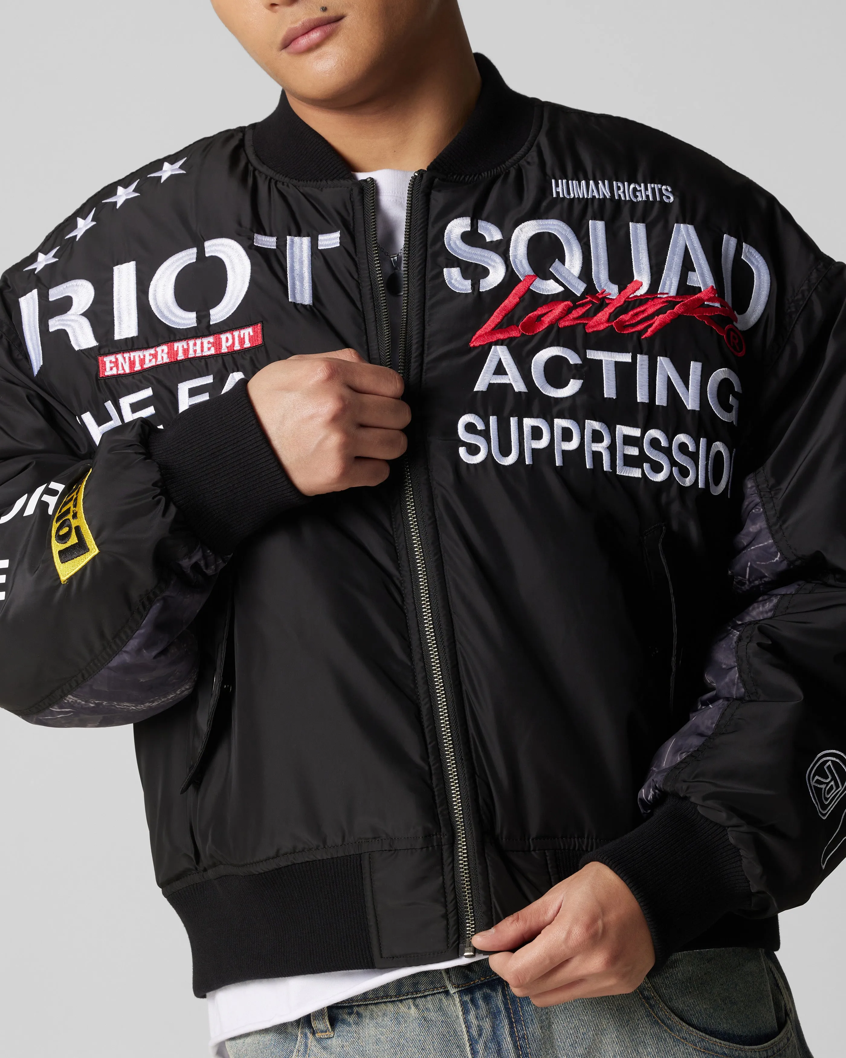 Loiter Riot Squad Bomber Jacket Black