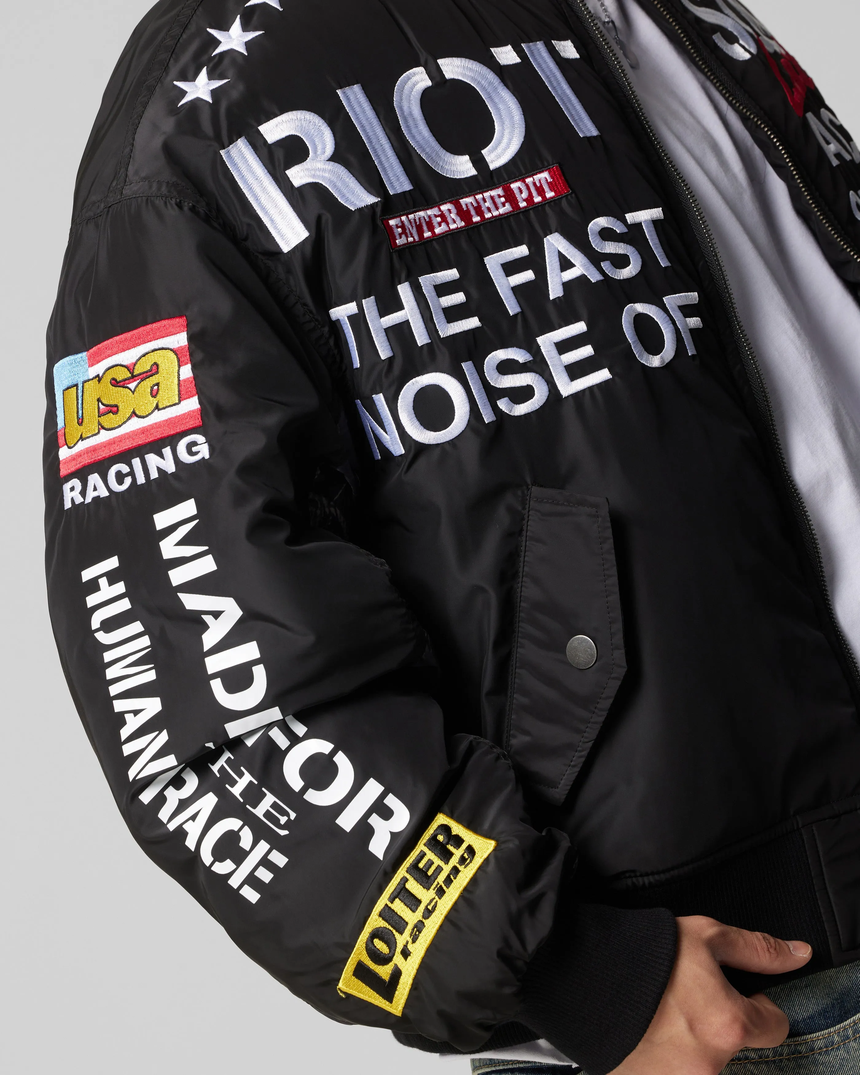 Loiter Riot Squad Bomber Jacket Black