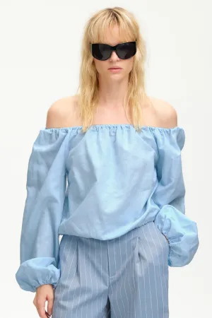 Lolian Off Shoulder Blouse in Clear Sky