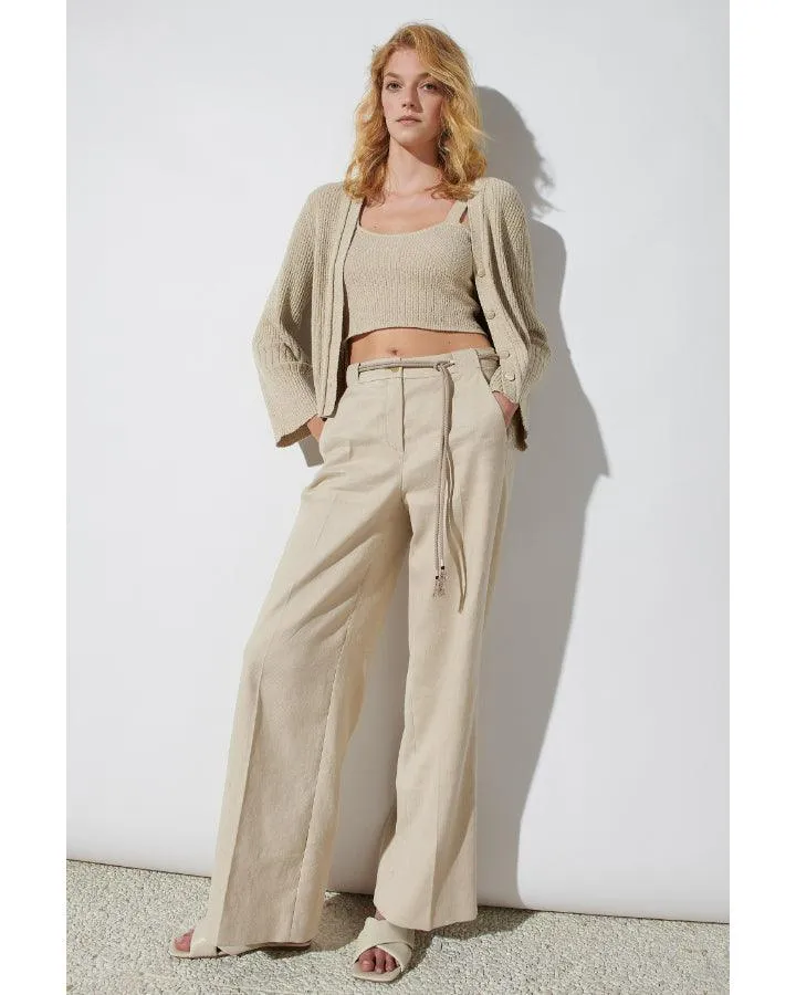 Luisa Cerano Linen Mix Wide Leg Pants