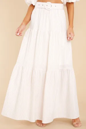 Lune White Beige Midi Skirt