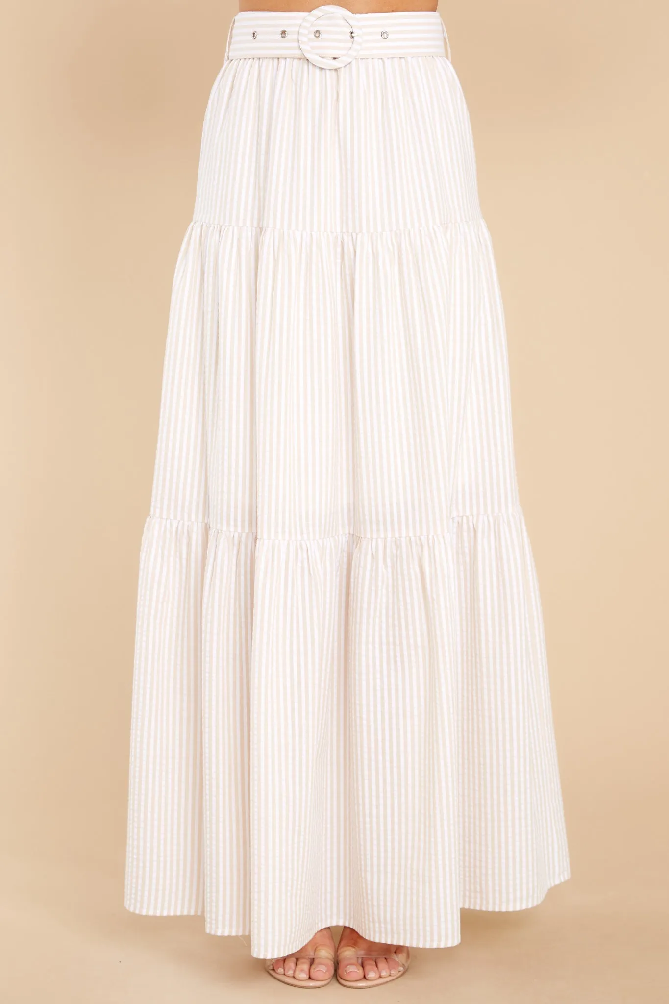 Lune White Beige Midi Skirt