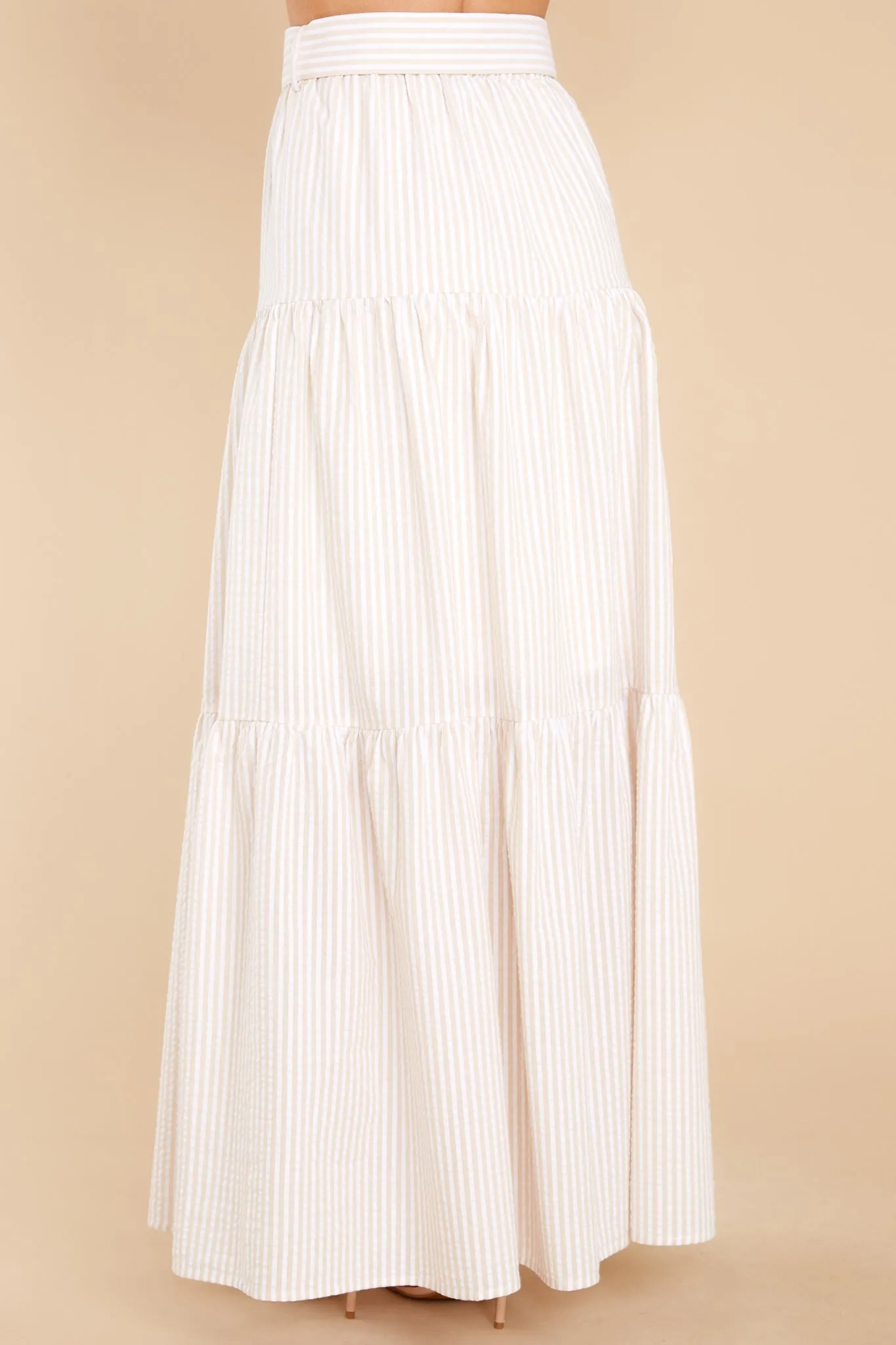 Lune White Beige Midi Skirt