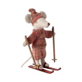 Maileg Winter Ski Mouse, Big Sister with Hat & Skis