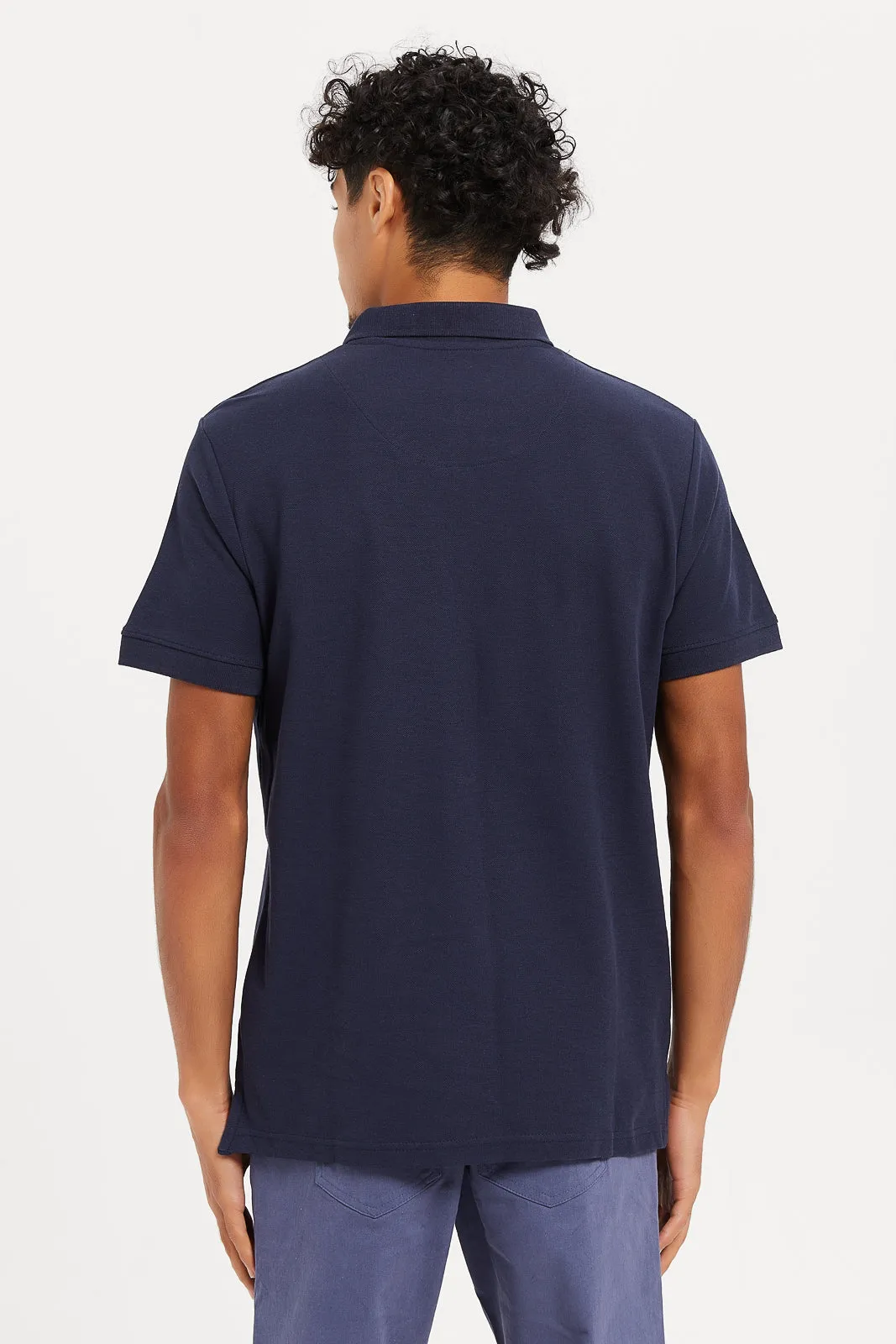 Men Plain Navy Polo Shirt