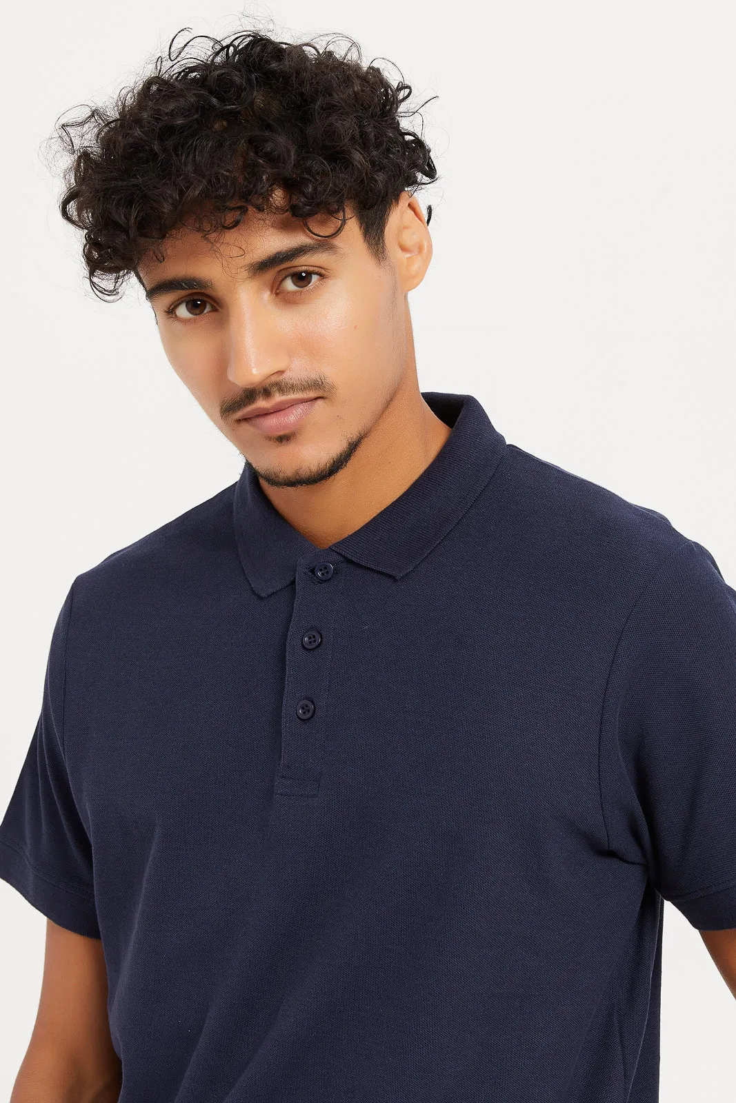 Men Plain Navy Polo Shirt