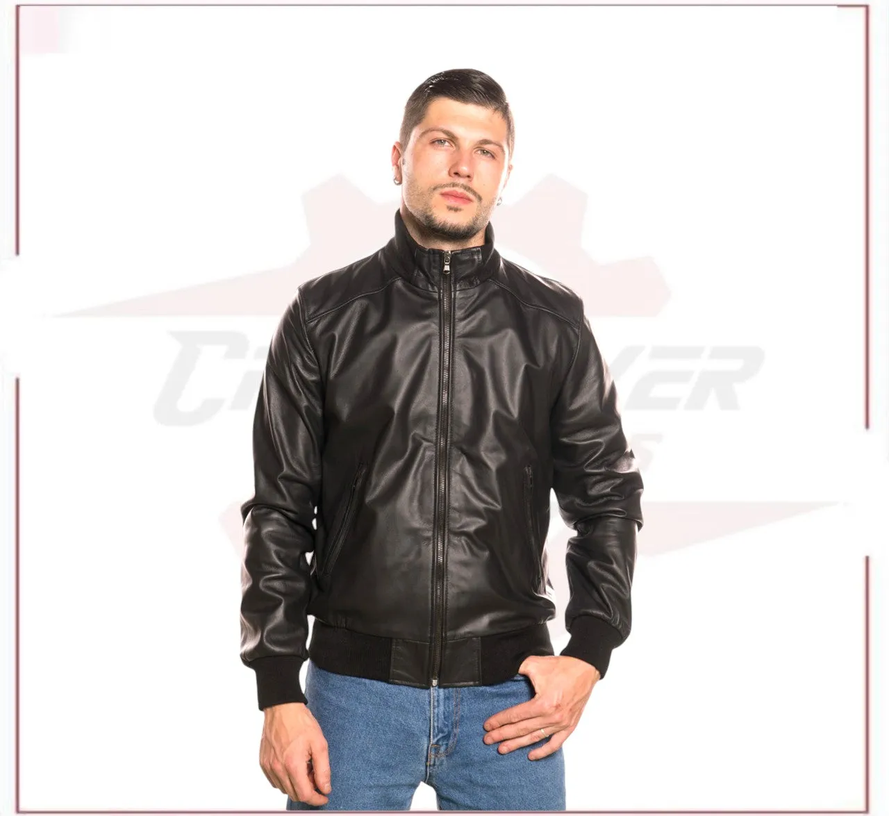 Men's Bomber in Genuine Black Leather