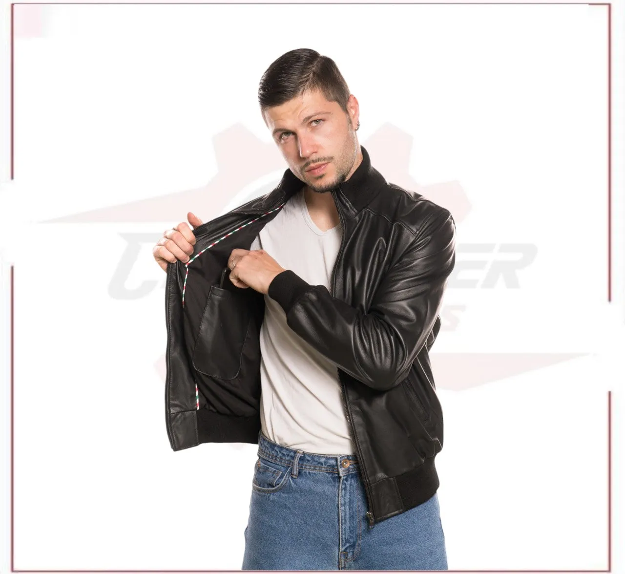 Men's Bomber in Genuine Black Leather