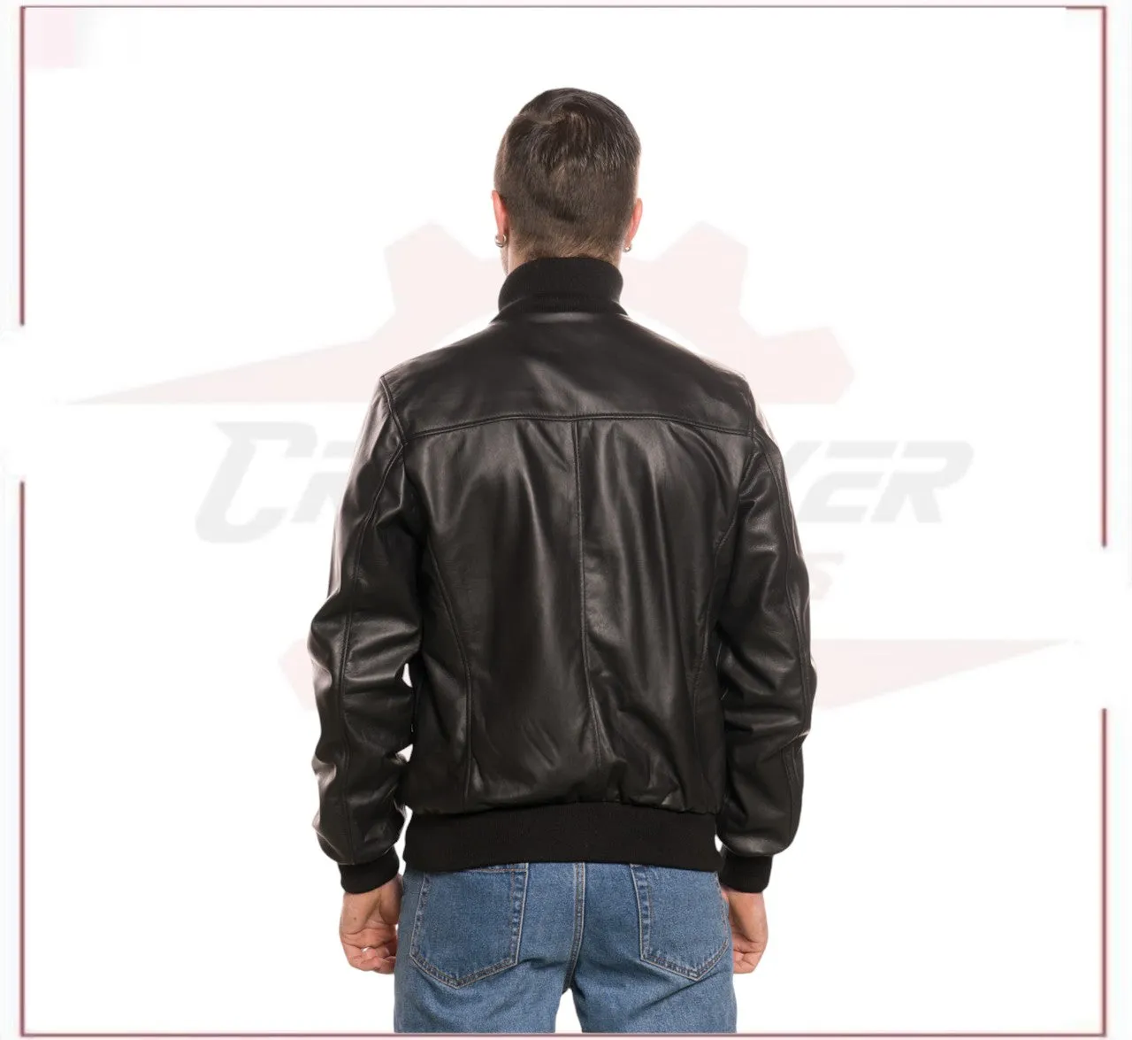 Men's Bomber in Genuine Black Leather