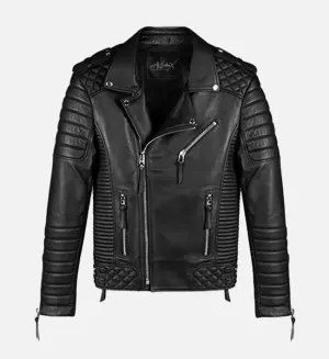 Men's Classic Black Biker Leather Jacket