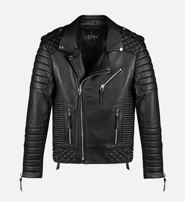 Men's Classic Black Biker Leather Jacket