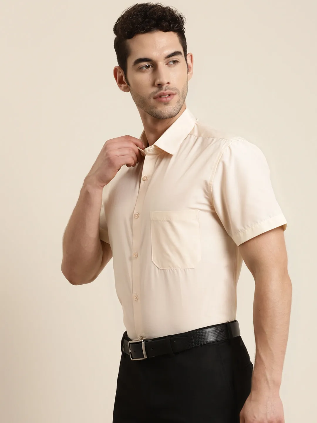 Men's Cotton Tan Half sleeves Casual Shirt