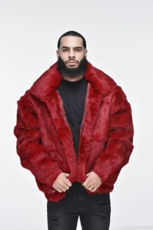 Men’s Rabbit Hooded Bomber Jacket - Red