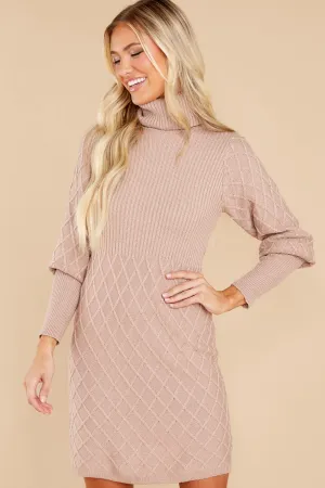 Midday Outings Tan Sweater Dress