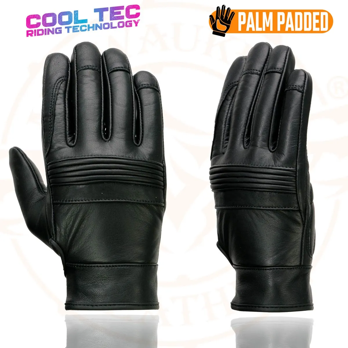 Milwaukee Leather MG7536 Men's Black ‘Cool-Tec’ Leather Gel Palm Motorcycle Hand Gloves W/ Flex Knuckles