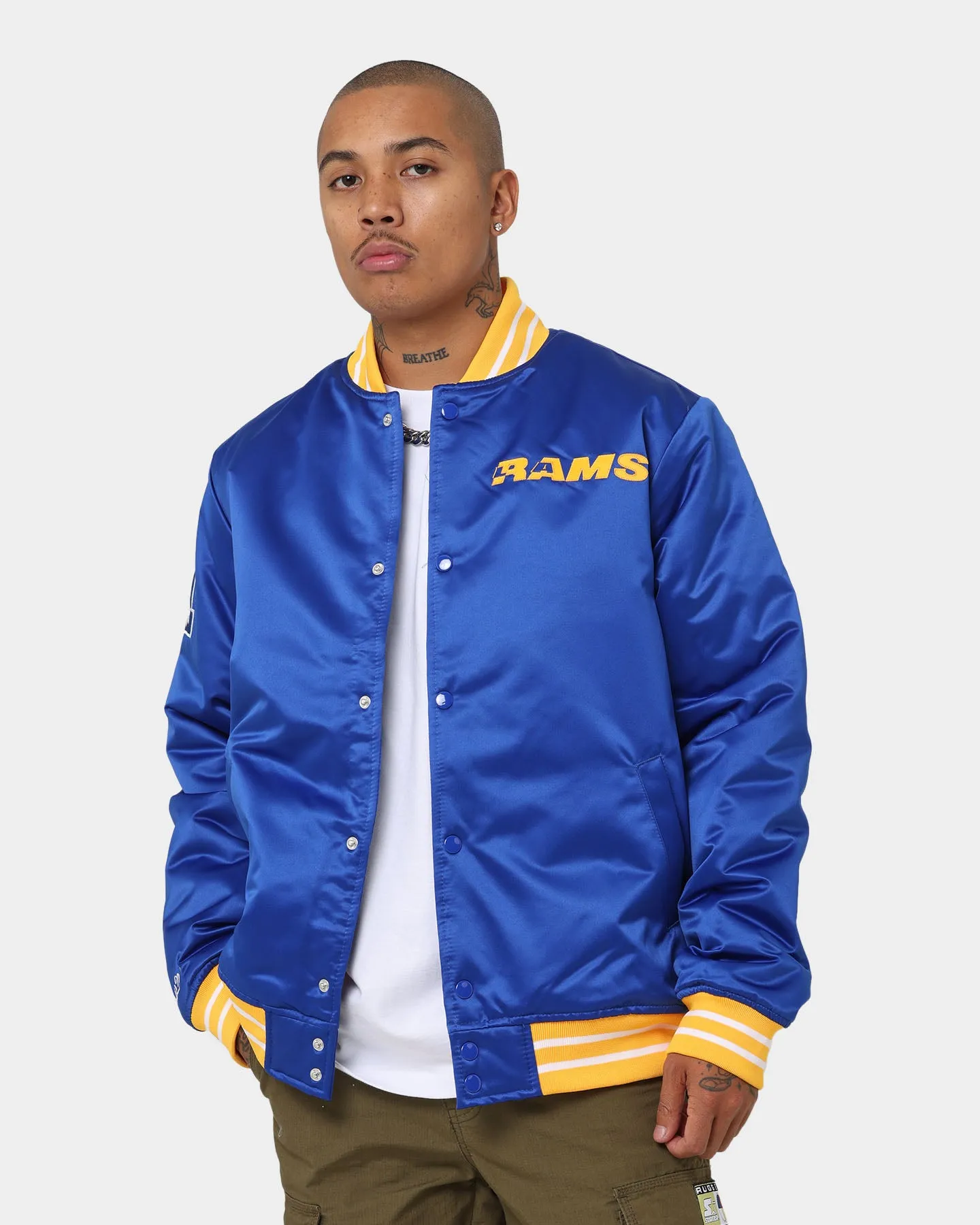 Mitchell & Ness Los Angeles Rams Heavyweight Satin Jacket Royal