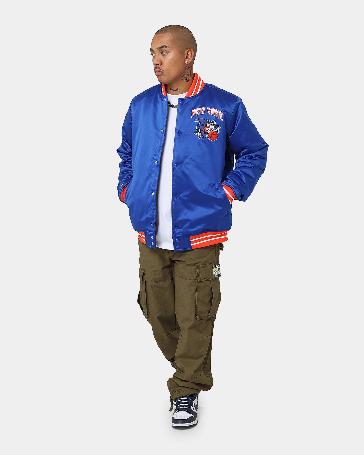 Mitchell & Ness New York Knicks Heavyweight Satin Jacket Royal